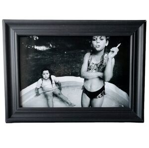 Smoking kids girl with attitude in pool vintage retro funny weird Trashy Fun Art